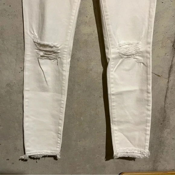 DL1961 Margaux Instasculpt Skinny Ankle Distressed Knee Tear Jeans White Size 26 - Picture 3 of 10
